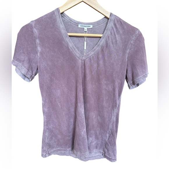 Cotton Citizen Tops - Cotton Citizen Shirt Standard V Neck Short Sleeve Vintage Wash Purple XS NWT